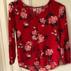 red blouse with flowers